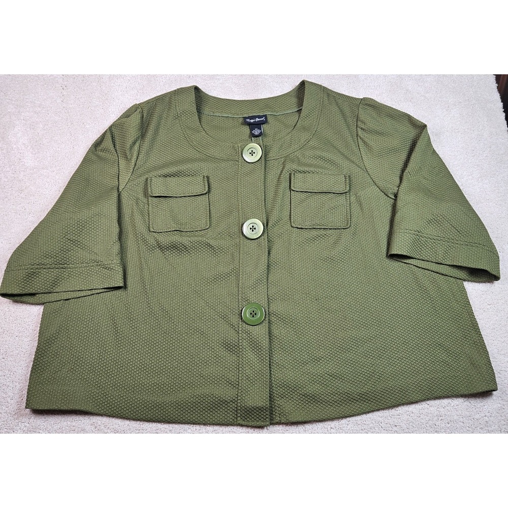 Maggie Barnes 4X Olive Textured Jacket Lagenlook Art Teacher Coastal Grandmother